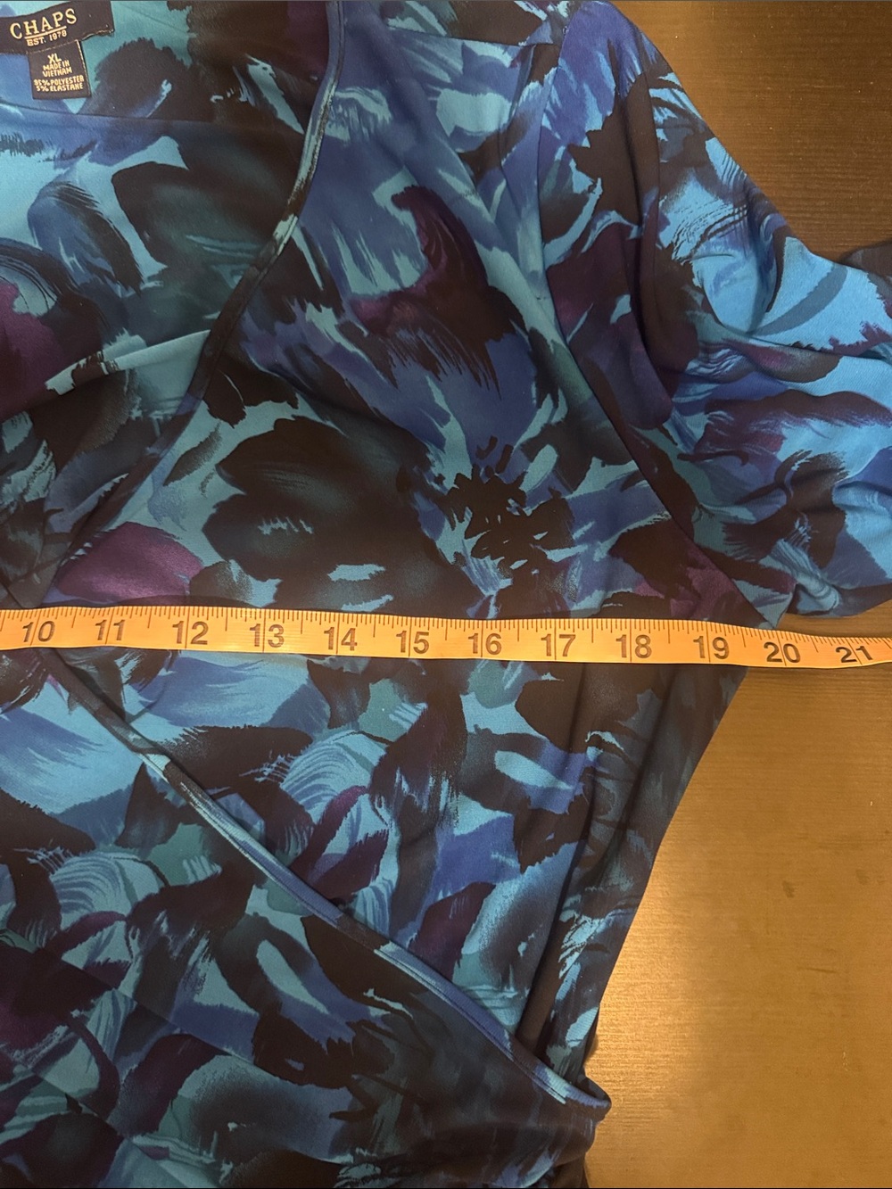 Chaps Blue and Purple Floral Wrap Midi Dress - Picture 10 of 10